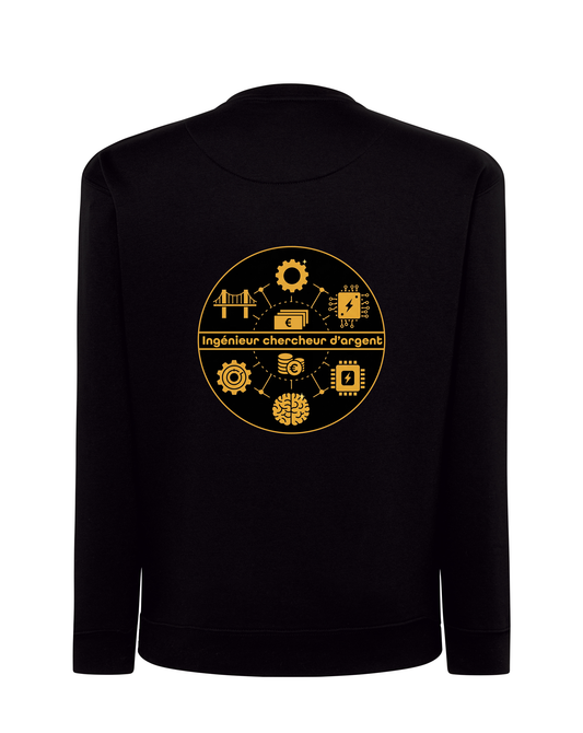 Sweat sans capuche noir Ingénieur chercheur d'argent