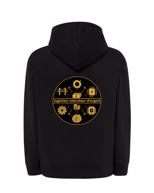Sweat à capuche noir Ingénieur chercheur d'argent