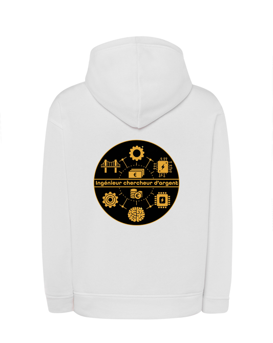 Sweat à capuche blanc Ingénieur chercheur d'argent