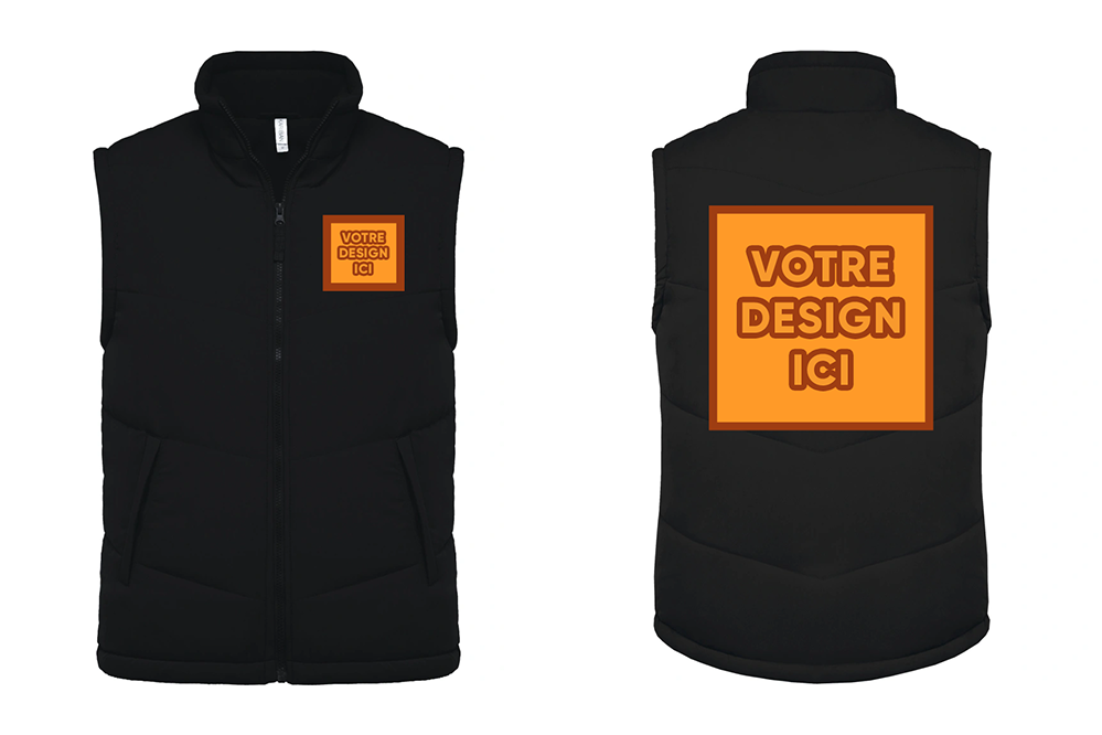 Doudoune sans manche : Personnalisation avant coeur et dos