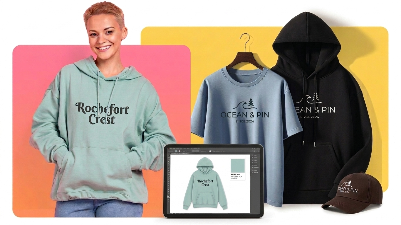 vêtements personnalisés avec votre logo, images, textes ou designs (Tshirt, Sweat, Polo, Polaires, Casquettes, Softshell, Doudounes ...) Pas de minimum de commande et livraison rapide
