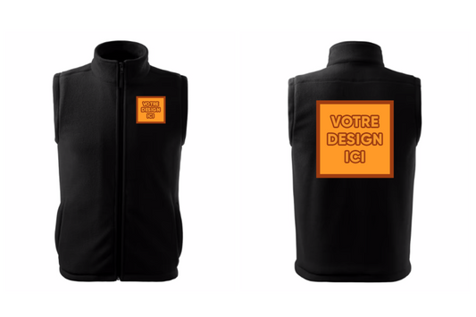 Polaire sans manche : Personnalisation avant coeur et dos