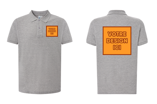 Polo : personnalisation avant coeur et dos