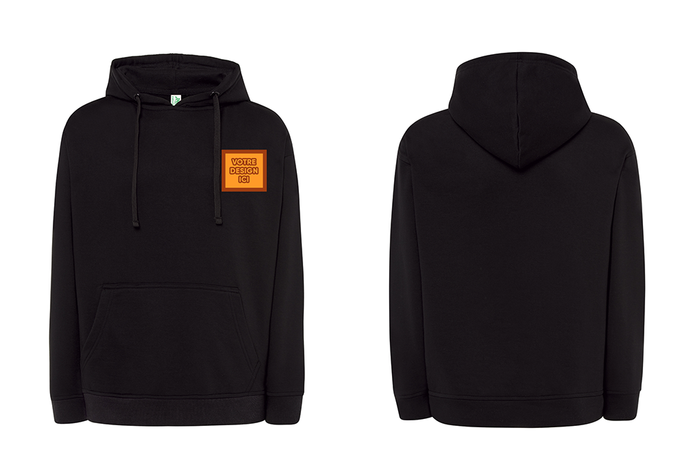 Sweat à capuche 320 GSM : Personnalisation avant coeur