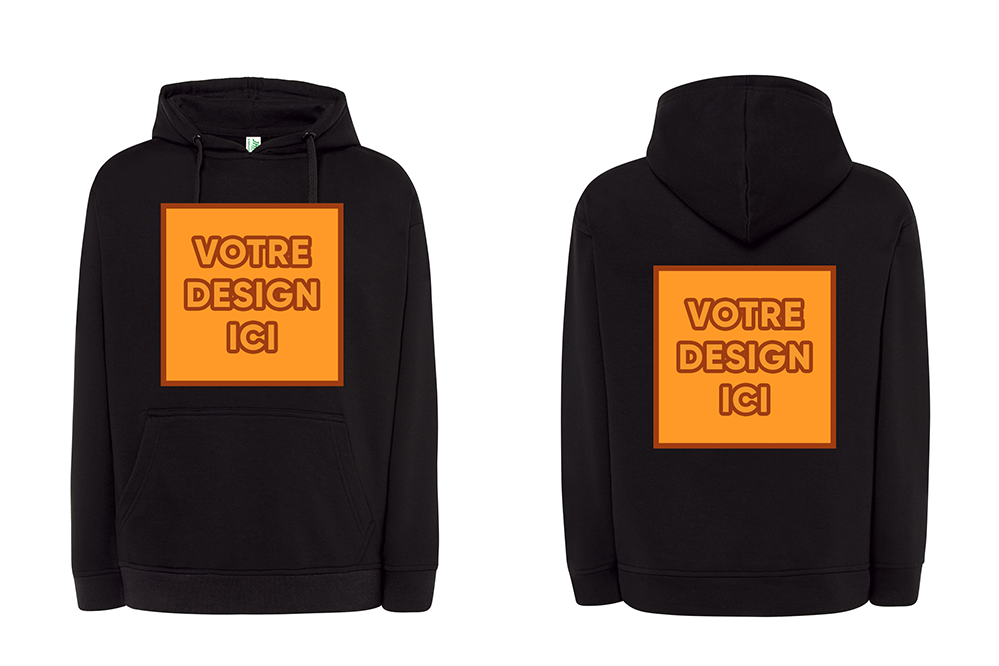 Sweat à capuche 290 GSM : Personnalisation avant grand et dos