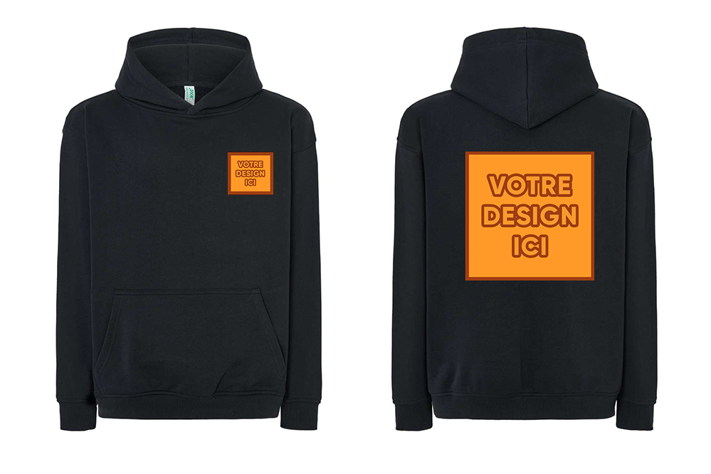 Pull Oversize 320 GSM : Personnalisation avant coeur et dos