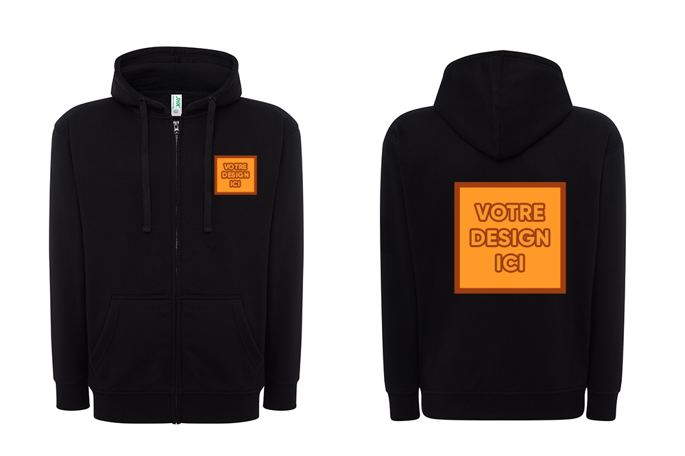 Sweat à capuche 290 GSM : Personnalisation avant et dos