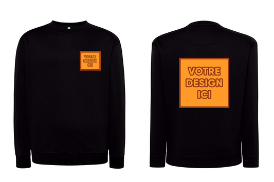 Sweatshirt 290 GSM : Personnalisation avant coeur et dos