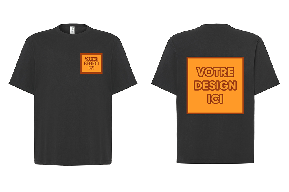 Tshirt Oversize 240 GSM : Personnalisation avant coeur et dos