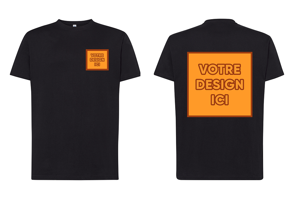 Tshirt 220 GSM : Personnalisation avant coeur et dos