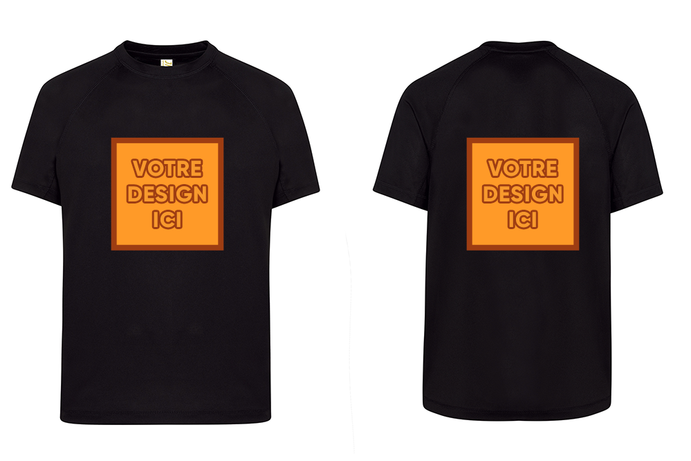 Tshirt Sport Unicolore : Personnalisation avant grand et dos