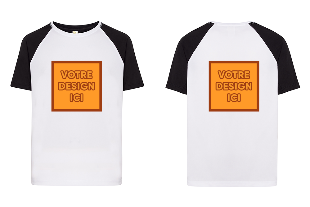 Tshirt Sport Bicolore : Personnalisation avant grand et dos