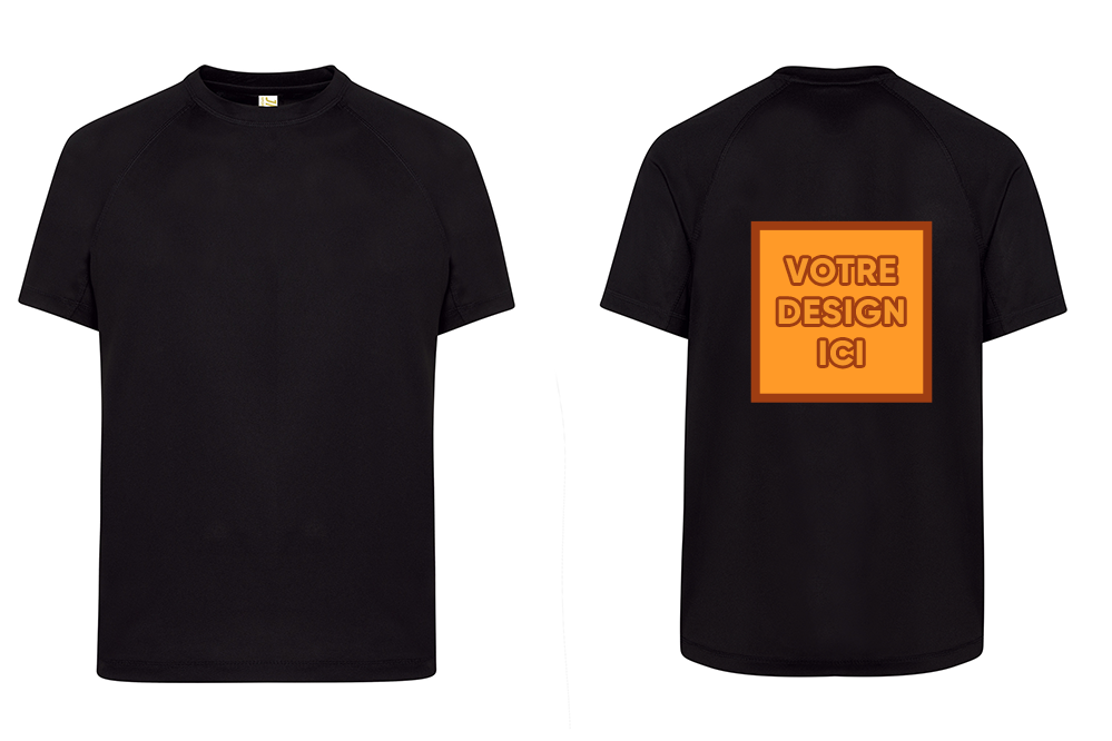 Tshirt Sport Unicolore : Personnalisation avant dos