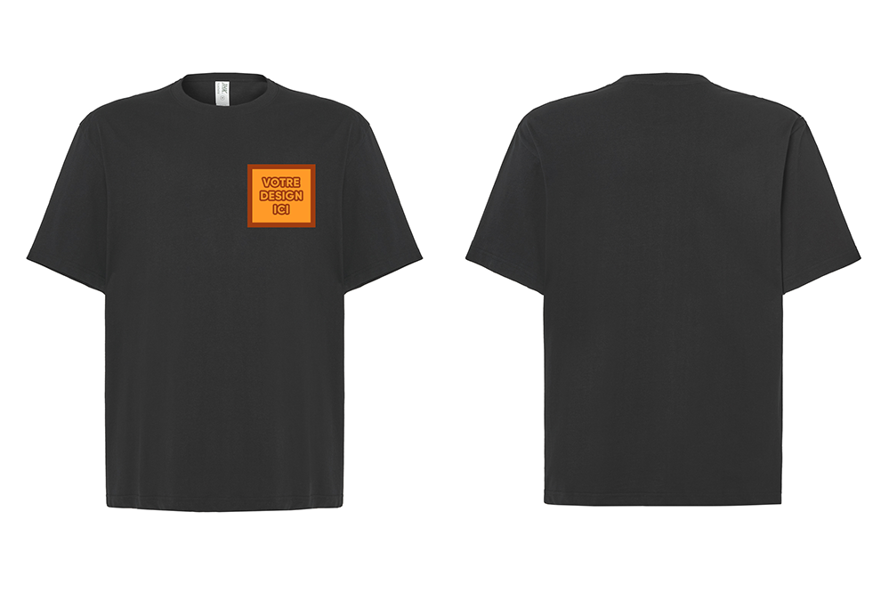 Tshirt Oversize 240 GSM : Personnalisation avant coeur