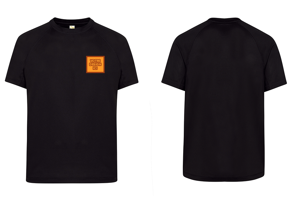 Tshirt Sport Unicolore : Personnalisation avant coeur