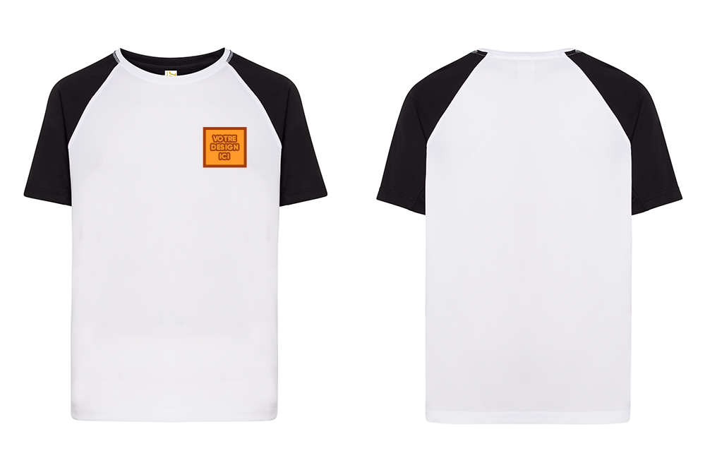 Tshirt Sport Bicoloré : Personnalisation avant coeur