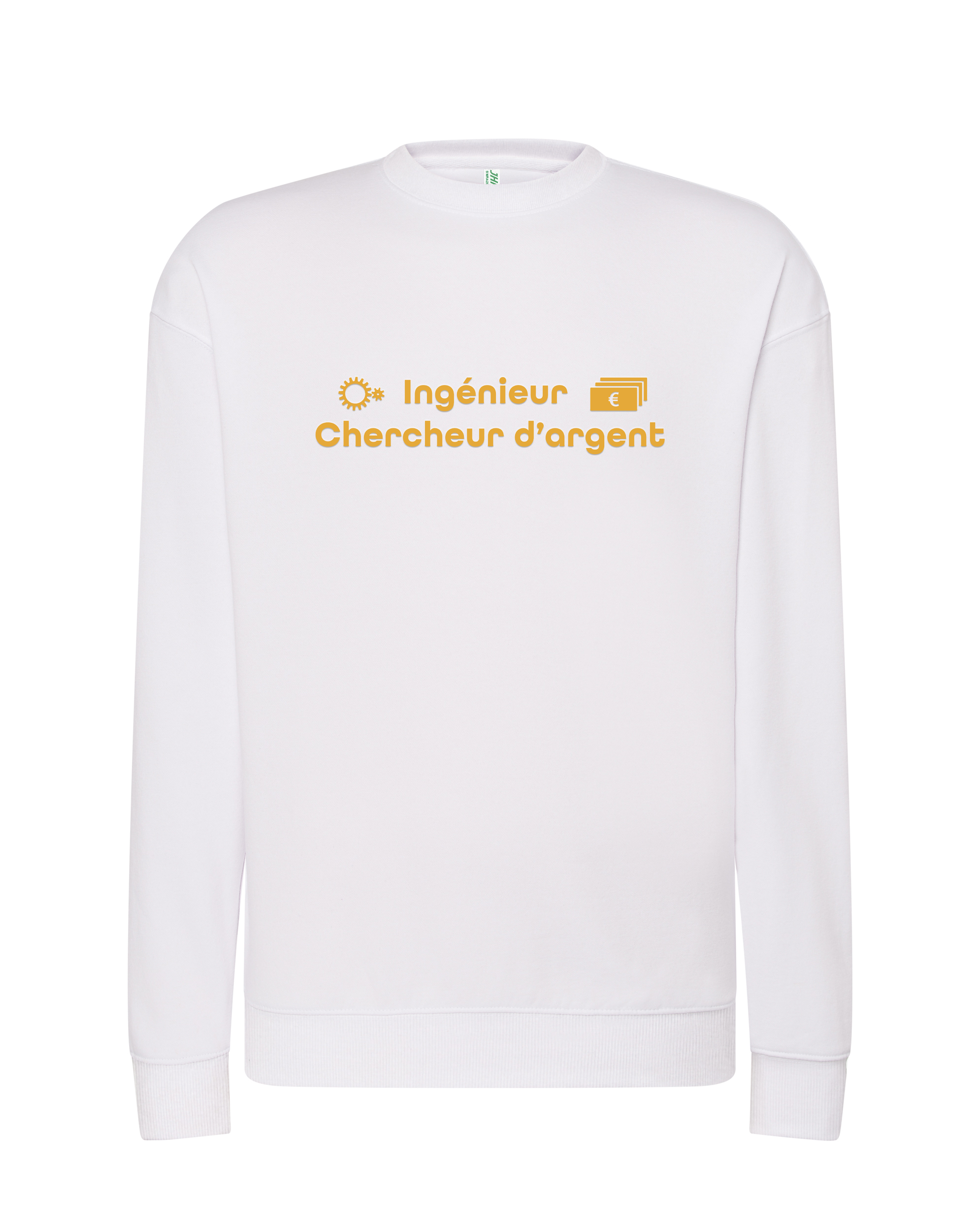 Sweat sans capuche blanc Ingénieur chercheur d'argent